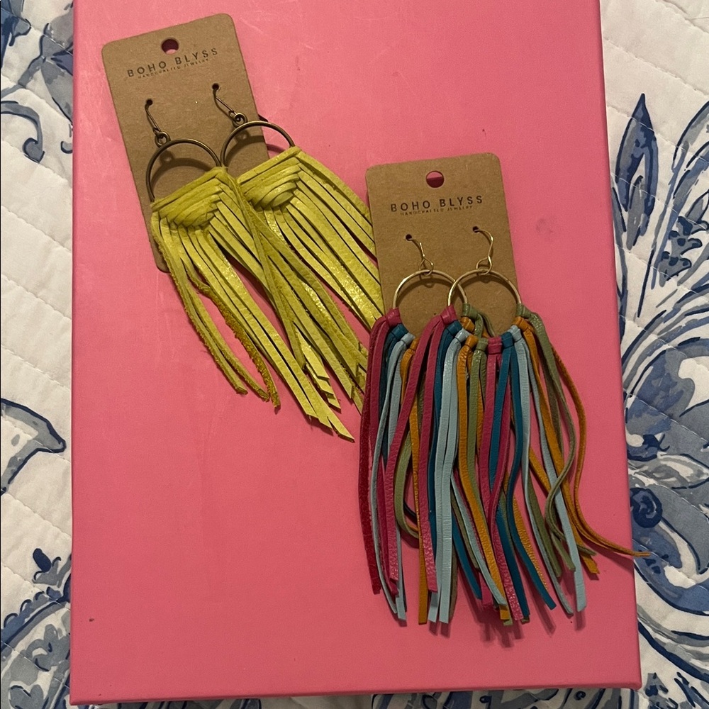 Multicolor and Yellow Tassel Earrings